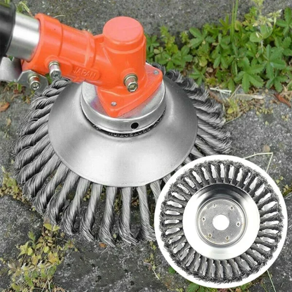 Steel Wire Wheel Garden Weed Brush Lawn Mower Grass Eater Trimmer Brush Cutter Tools Garden Grass Trimmer Head Weed Brush - Image 3