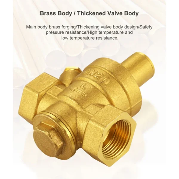 1/2" 3/4" 1" Brass Pressure Reducing Valves 1.6 MPa Pressure Gauge Adjustable type For Running Water Pipeline and Water heaters - Image 2