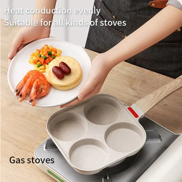 Four-hole Frying Pot Pan Thickened Omelet Pan Non-stick Egg Pancake Steak Pan Cooking Egg Ham Pans Breakfast Maker Cookware - Image 3