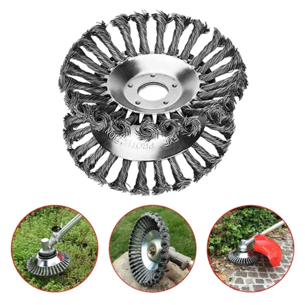 Steel Wire Wheel Garden Weed Brush Lawn Mower Grass Eater Trimmer Brush Cutter Tools Garden Grass Trimmer Head Weed Brush - Image 4