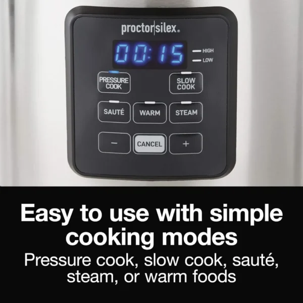 Proctor-Silex Simplicity 4-in-1 Electric Pressure Cooker, 3 Quart Multi-Function With Slow Cook, Steam, Sauté, Rice - Image 3