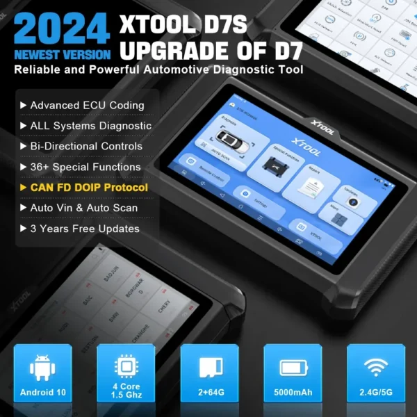 XTOOL D7S Auto Diagnostic Tools CANFD DOIP ECU Coding Key Programming Automotive scanner Bi-directional Control Work With XV100 - Image 2