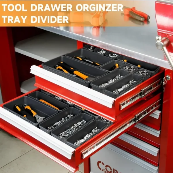 61/45/34/24/9PCS Desk Drawer Organizers 5 Size Interlocking Shallow Tool Organizer Tray Dividers Toolbox Storage Bins Container - Image 6