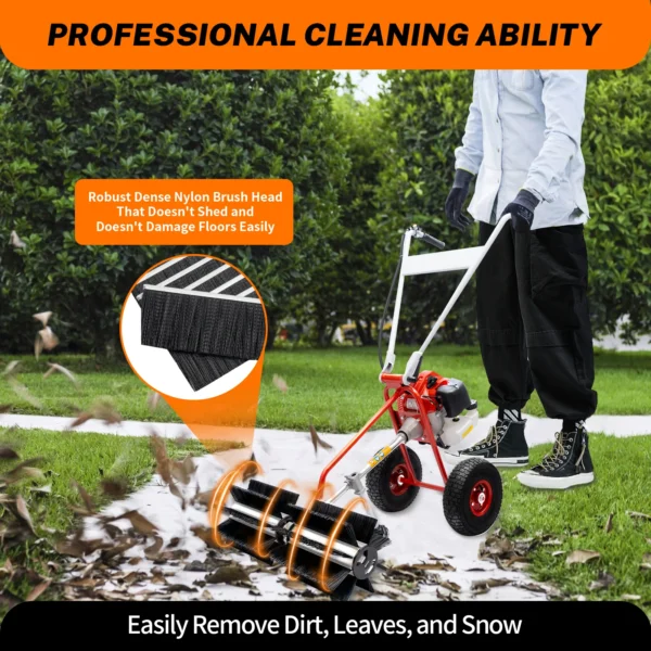 Grass Sweeper Portable 2-stroke 43cc Grass Brush Electric Broom Hand-held Lawn Sweeping Tool Gas Powered - Image 2