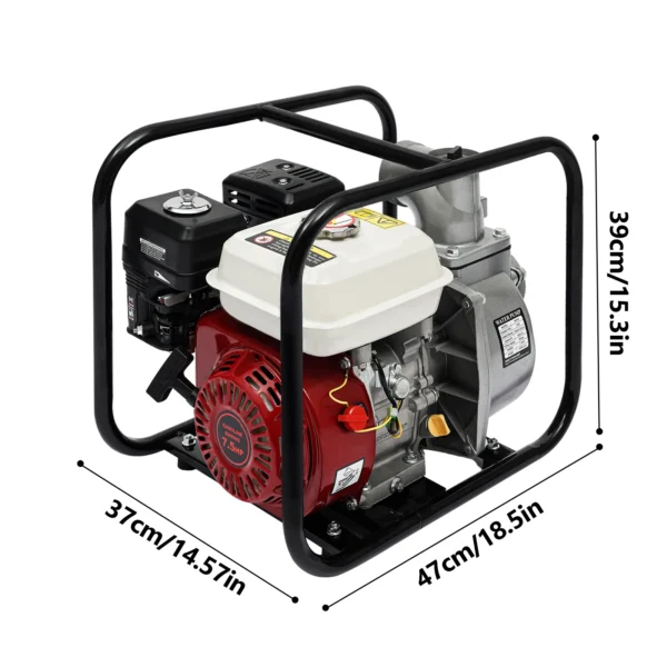 7.5HP 4 Stroke Gasoline Water Pump 3" Portable Gas-Powered Semi-Trash Water Pump - Image 4