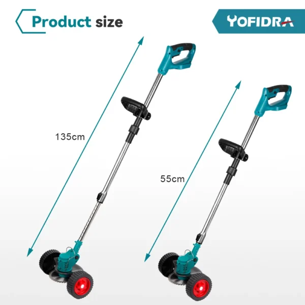 YOFIDRA 100-135cm Electric Lawn Mower Handheld Cordless Adjustable Grass Trimmer Garden Power Tool For Makita 18V Battery - Image 4