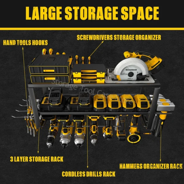 Hand Power Tool Organizer Rack Wall Mounted Electric Drill Holder Wrench Organizer Heavy Duty Tool Shelf Workshop Garage Cabinet - Image 6