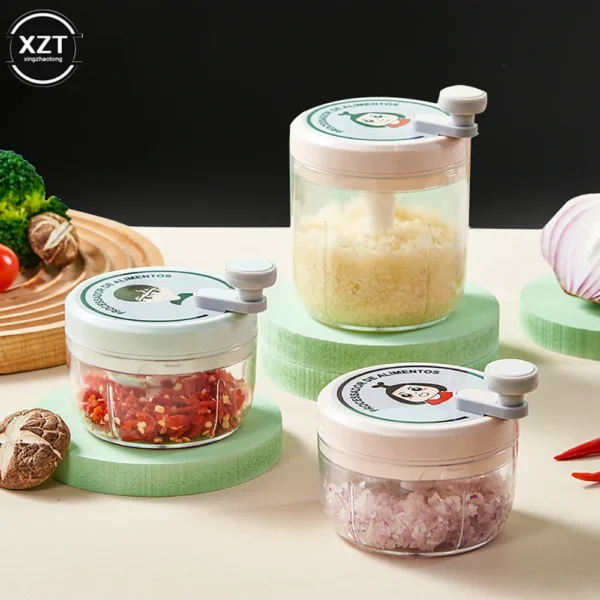 200/400ml Food Chopper Garlic Grinder Cooking Ingredients Processor Kitchen Tools Manual Garlic Cutter - Image 4