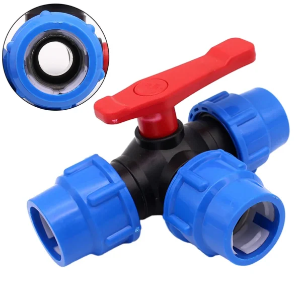 PE Pipe 3-Way Ball Valve 20/25/32/40/50mm Plastic Valve Ball Valve For Garden Household Industrial Water Supply Tools - Image 2