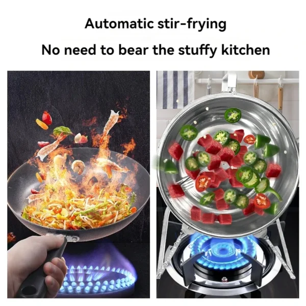 Stir fryer, home outdoor barbecue, stainless steel kitchen, large capacity automatic flipping and cooking machine - Image 5