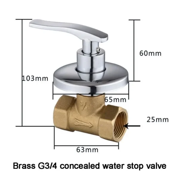 Brass Quarter Turned Full Turned Shower Stop Valve Concealed Switch Bathhouse Shower Shutoff Valve Open Quickly Plumbing Fitting - Image 6