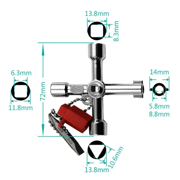 Multi-Functional Water Utility Triange Key Wrench Plumbing Spanner Square Triangle Train Electrical Cupboard Elevator Cabinet - Image 3