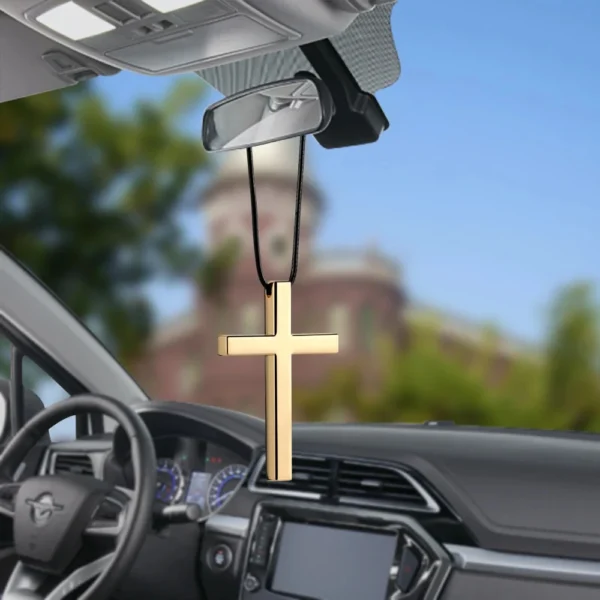 Car Pendant Interior Metal Cross Jesus Christian Religious Rearview Mirror Ornament Hanging Dangle Charm Car Styling Automobiles - Image 2