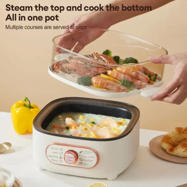 Steamer Electric Steam Pot Cooking Steaming Home 2-layer Transparent Food Dumplings Household Pan Warmer Multicooker 110V/220V - Image 2