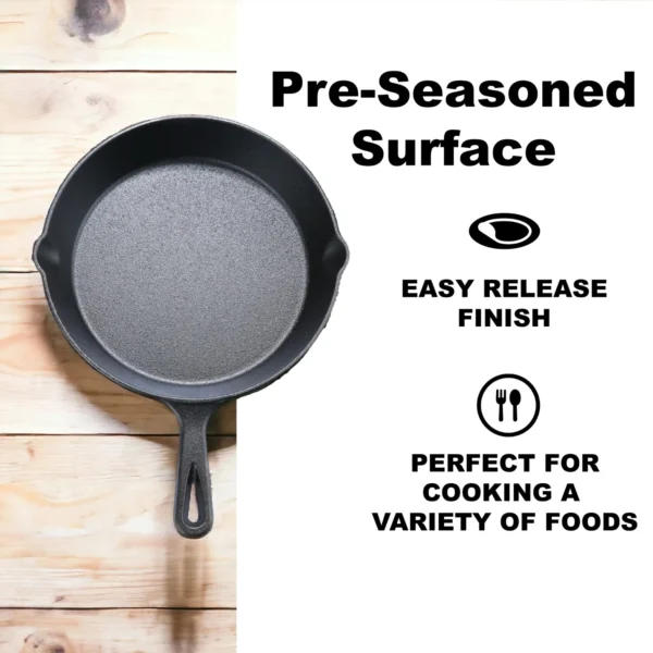 10.5" Pre-Seasoned Cast Iron Skillet - Versatile Cookware for Home and Outdoor Cooking - Image 2