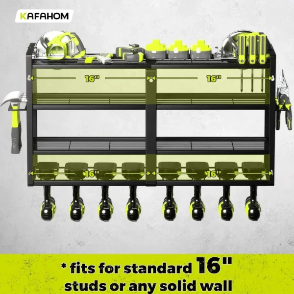 Power Tool Organizer-8 Drill Holder Wall Mount,4 Layer Heavy Duty Metal Power Tool Storage Rack,Garage Tool Organizer - Image 2