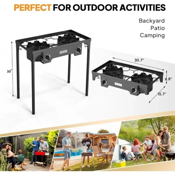 2 Burner Outdoor Propane Gas Stove 150,000 BTU High Pressure Stand Cooker for Backyard Cooking Camping Home Brewing - Image 6