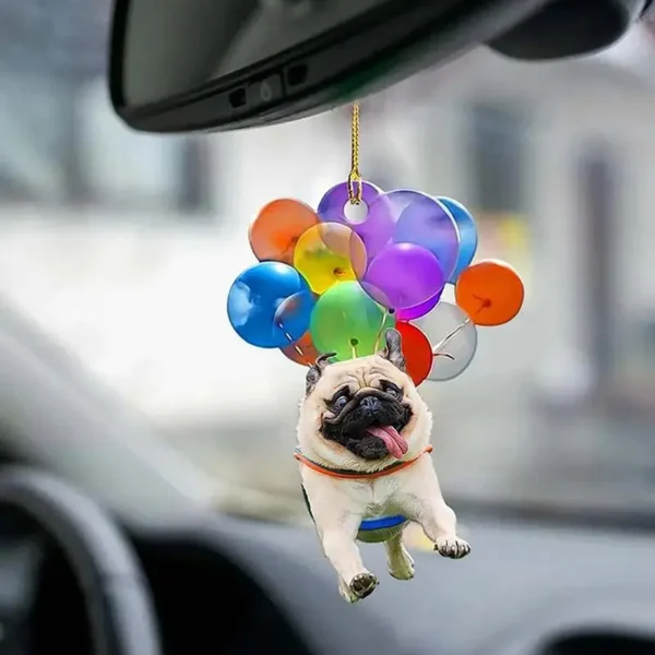 Colorful Balloon Puppy Car Pendant Car Dog Hanging Ornament Automobiles Rearview Mirror Decoration Puppy Dog Keychain Pendant - Image 4