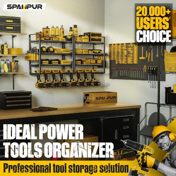 Power Tool Organizer, 15 Min Quick Assembly & Max 150lb load by Heavy Duty Metal, 8 Slots 4 shelves for Cordless Drill in Garage - Image 5