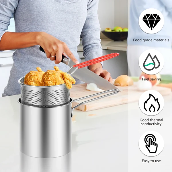 Set Deep Frying Pot Kitchen Fryer With Strainer Stainless Steel Tempura Fryer Pan Fry Pot Chicken Fried Chicken Cooking Tools - Image 5