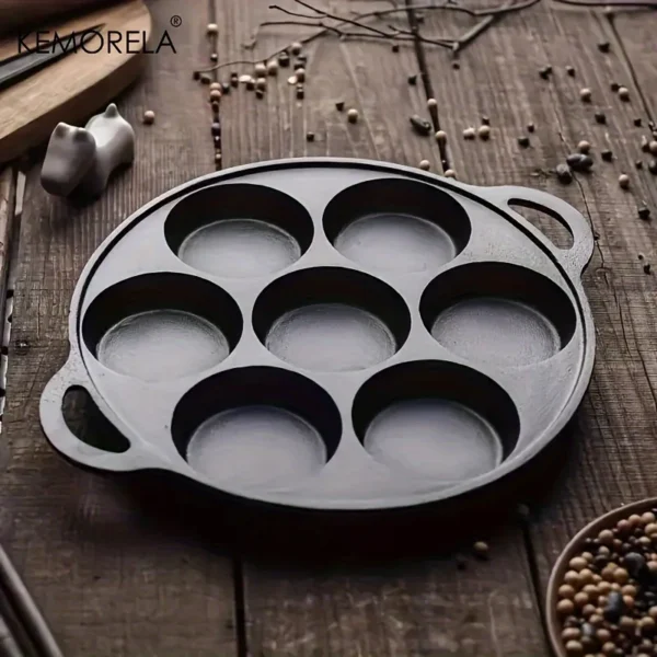 7 Hole Frying Pot Cast Iron Skillet Omelet Pan Non-Stick Egg Pancake Steak Pan Kitchen Cooking Ham Pans Breakfast Maker Cookware - Image 4