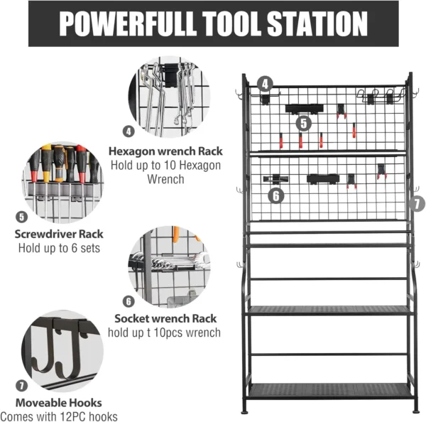 Tool Storage Organizer,Heavy Duty Tool Holder for Power Tool, Drill, Screwdriver, Wrench, Storage Shelf - Image 4