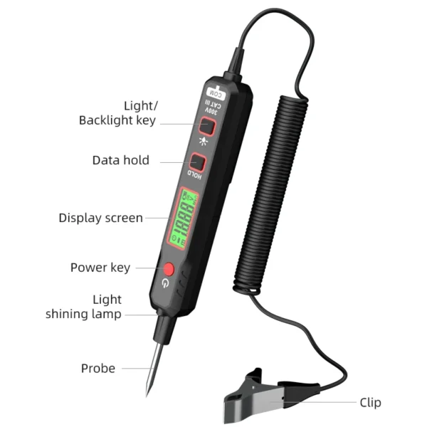 HT86A Car Voltage Detector Pen Automobile Fault Maintenance Circuit Tester Digital Backlight Car Fuse Diagnostic Probe Test Pen - Image 6