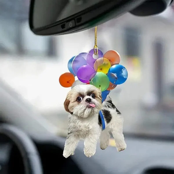 Colorful Balloon Puppy Car Pendant Car Dog Hanging Ornament Automobiles Rearview Mirror Decoration Puppy Dog Keychain Pendant - Image 3