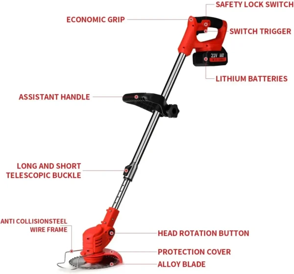 Cordless Weed Wacker,Battery Powered Weed Wacker 3 in 1 Rechargeable Weed Wacker Electric for Lawn Garden Yard - Image 2