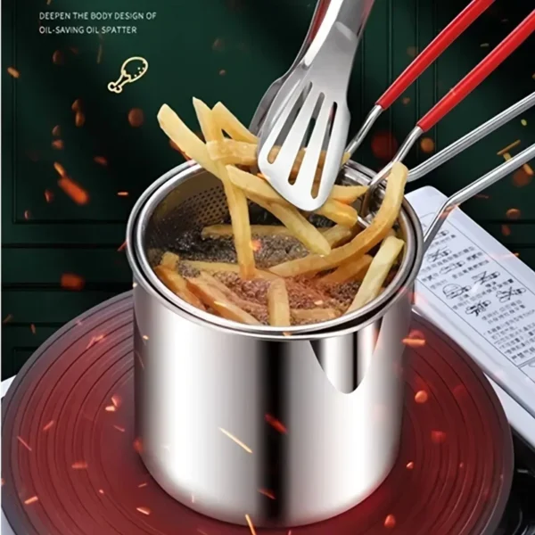 Stainless Steel Deep Fryer With Frying Basket Multifunctional Small Pot Kitchen Specific Frying Chicken And Other Cooking Tools - Image 2