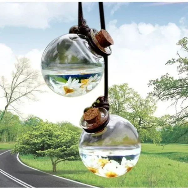 Car Hanging Perfume Pendant Fragrance Air Freshener Empty Glass Bottle For Essential Oils Diffuser Automobiles Ornaments - Image 2