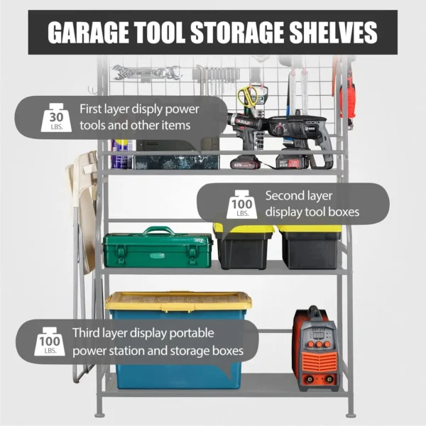 Tool Storage Organizer,Heavy Duty Tool Holder for Power Tool, Drill, Screwdriver, Wrench, Storage Shelf - Image 5