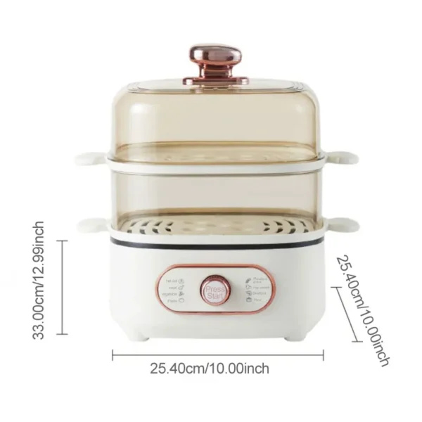 Steamer Electric Steam Pot Cooking Steaming Home 2-layer Transparent Food Dumplings Household Pan Warmer Multicooker 110V/220V - Image 6